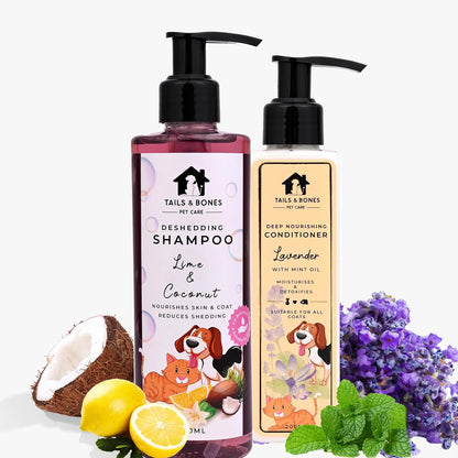 Deshedding Shampoo & Nourishing Conditioner | Lime, Coconut, Lavender & Mint Oil | Combo of 2