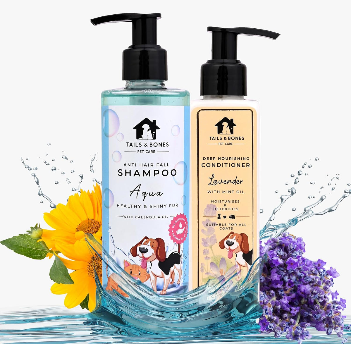 Anti Hair Fall Shampoo & Nourishing Conditioner | Aqua, Calendula, Lavender & Mint Oil