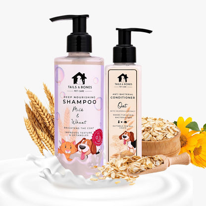 Nourishing Shampoo & Conditioner | Milk, Wheat, Oat & Calendula | Combo of 2