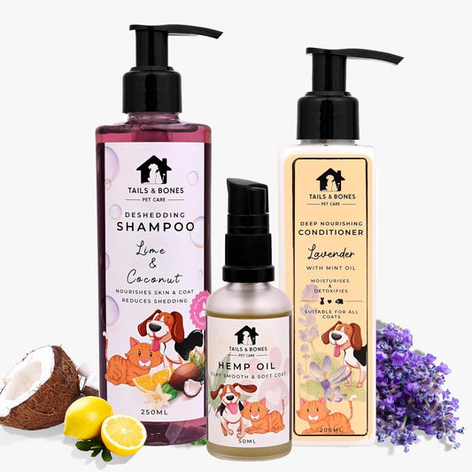 Deshedding Shampoo,Nourishing Conditioner & Silky Smooth Coat | Lime, Coconut  Lavender & Mint Oil