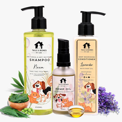Itch Relief ShampooNourishing Conditioner & Silky Smooth Coat Hemp Oil | Neem, Lemon & Lavender With Mint Oil